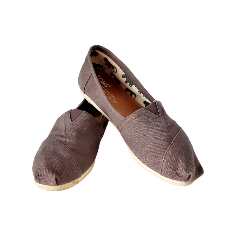 Toms Brown Canvas Slip On Shoes Size 7